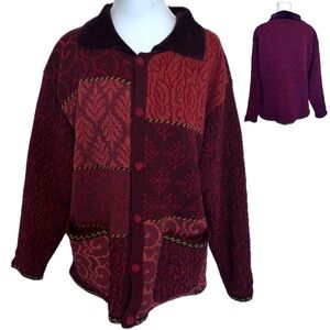 Icelandic Design Cardigan Sweater Jacket Women Sz Large Wool Blend Lined